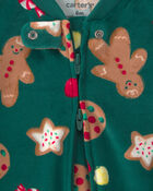 Baby Christmas Gingerbread 2-Way Zip Sleeper - Green, image 4 of 5 slides