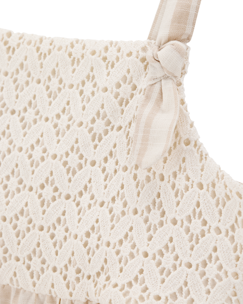 Toddler Striped Eyelet Tank Dress - Ivory, image 3 of 5 slides
