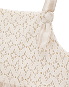Toddler Striped Eyelet Tank Dress - Ivory, image 3 of 5 slides