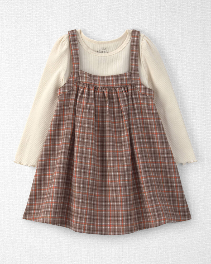 Toddler Girl 2-Piece Organic Cotton Herringbone Jumper Set, image 1 of 7 slides