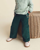 Pantalon en velours c&ocirc;tel&eacute; &agrave; jambe large &agrave; motif chien - Vert, image 3 sur 5 diapositives