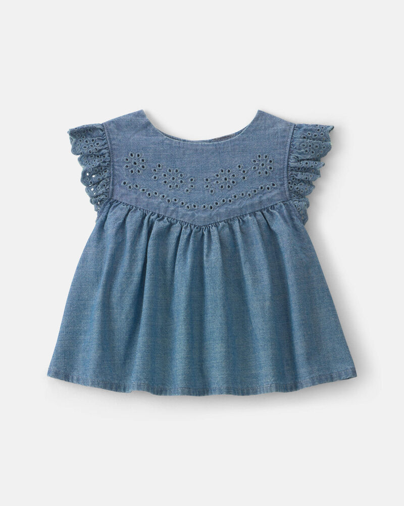 B&eacute;b&eacute; fille - Haut p&eacute;plum en chambray - D&eacute;lav&eacute; moyen, image 1 sur 2 diapositives