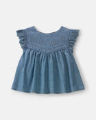 B&eacute;b&eacute; fille - Haut p&eacute;plum en chambray - D&eacute;lav&eacute; moyen, image 1 sur 2 diapositives