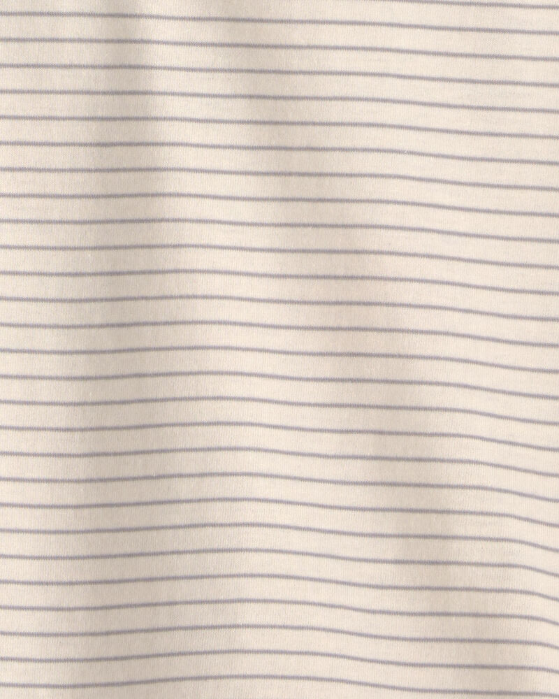 Boys Striped Long-Sleeve Henley T-Shirt - Cream/Blue, image 2 of 3 slides