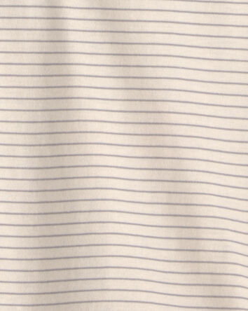 Boys Striped Long-Sleeve Henley T-Shirt - Cream/Blue, 