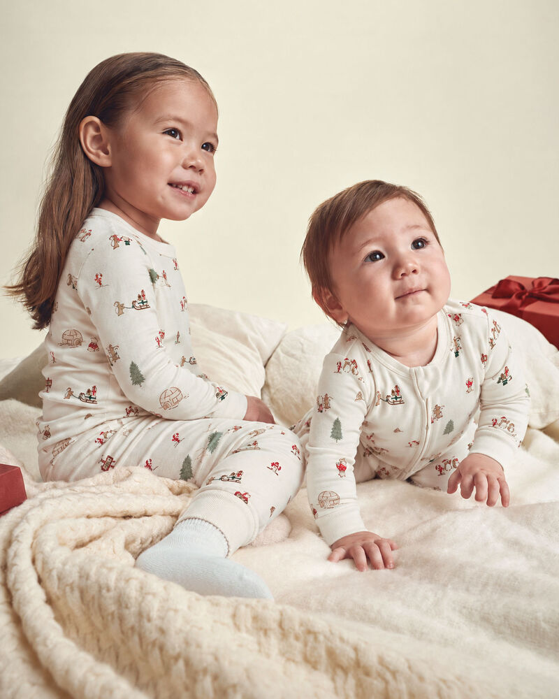 B&eacute;b&eacute; - Grenouill&egrave;re PurelySoft &agrave; fermeture &agrave; glissi&egrave;re double sens &agrave; th&egrave;me p&ocirc;le Nord &ndash; Cr&egrave;me, image 2 sur 8 diapositives
