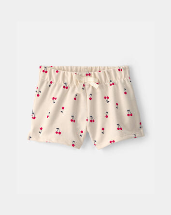 Baby Girl Cherry French Terry Shorts - Cream, 