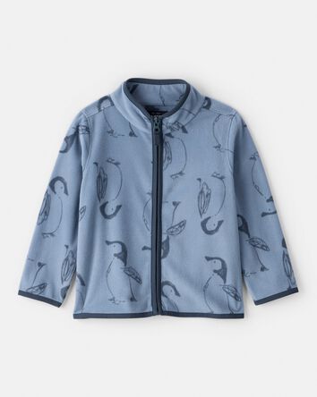 Toddler Boy Penguin Microfleece Zip-Up Jacket - Blue, 