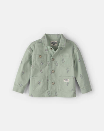 Toddler Girl Floral Canvas Jacket - Green, 