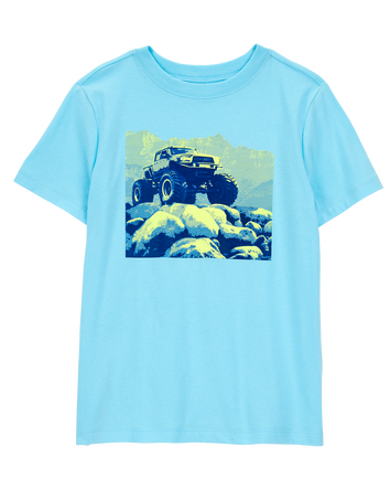 Kid Monster Truck Short-Sleeve Graphic Tee - Turquoise, 