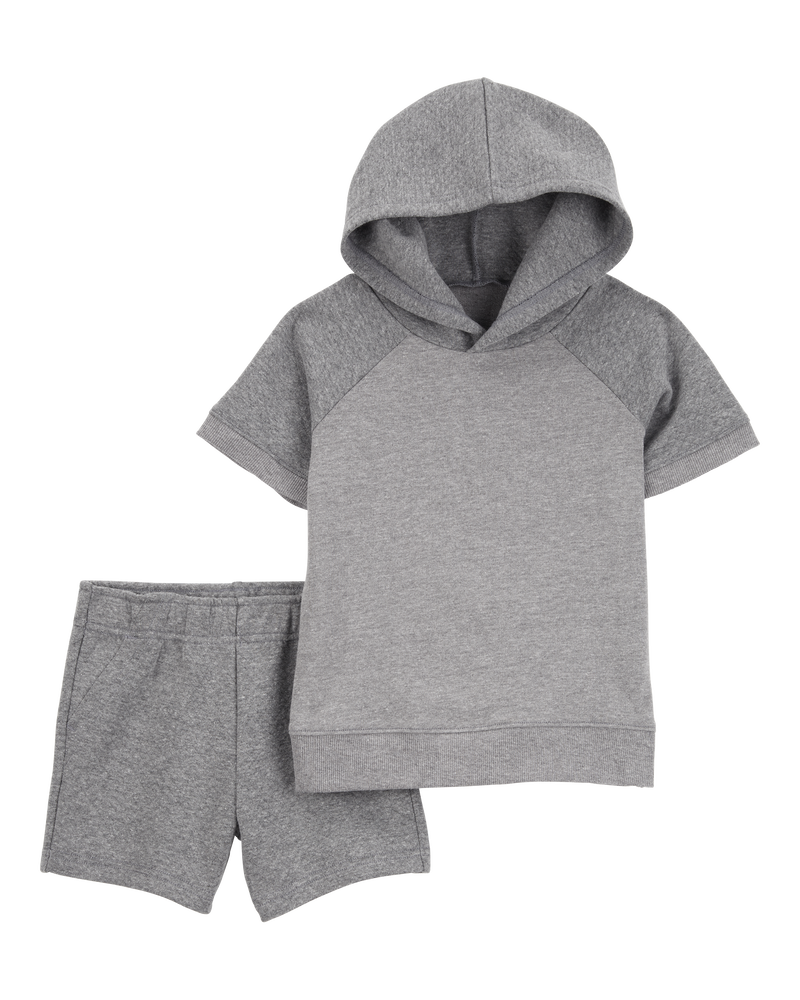Baby 2-Piece Quilted Hooded Outfit Set - Grey, image 1 of 3 slides