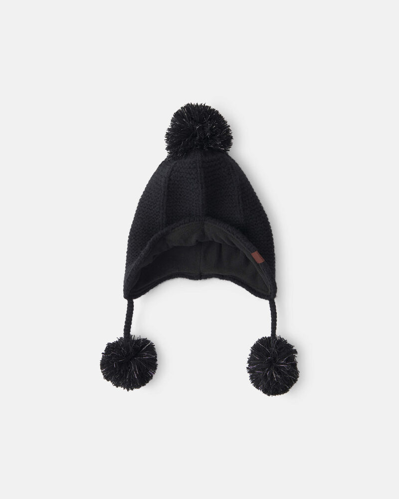 Girls Kombi Dangle Peruvian Hat - Black, image 2 of 3 slides