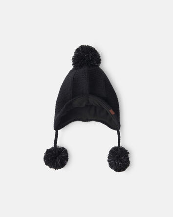 Girls Kombi Dangle Peruvian Hat - Black, 