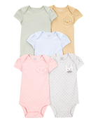 Baby Girl 5-Pack Animal Short-Sleeve Cotton Bodysuits, image 1 of 7 slides
