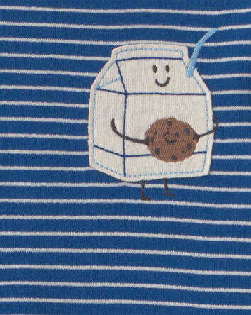B&eacute;b&eacute; gar&ccedil;on - Pyjama ajust&eacute; 4 pi&egrave;ces en 100 % coton &agrave; motif lait et biscuits &ndash; Bleu, 
