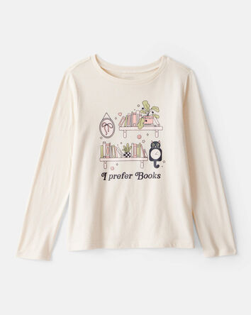 Filles - T-shirt à manches longues avec imprimé I Prefer Books - Blanc, 