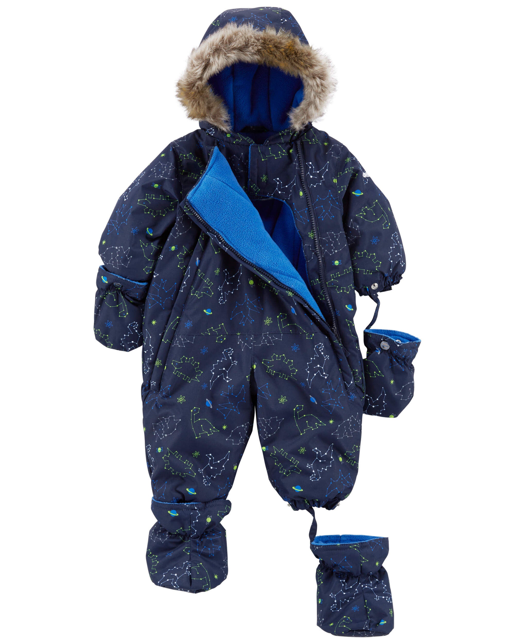 Baby Boys Baby Hooded 1 Piece Grey Unicorn Snowsuit 18M OshKosh Bgosh
