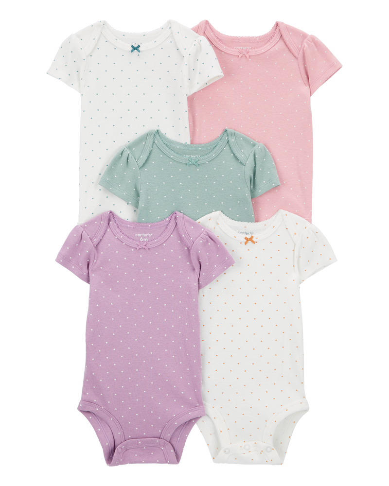Baby 5-Pack Heart Polka Dot Original Bodysuits, image 1 of 7 slides
