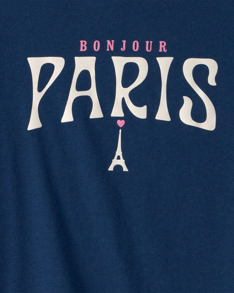Girls Paris Graphic Tee - Blue, image 2 of 3 slides