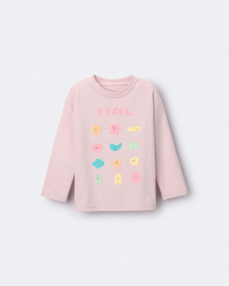 Toddler Girl 'I Feel' Long-Sleeve Relaxed Graphic Tee - Rose, image 2 of 6 slides