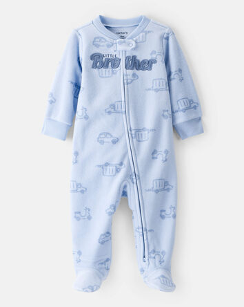 Baby Boy Firetruck Print Loose Fit Long-Sleeve Sleeper - Blue, 