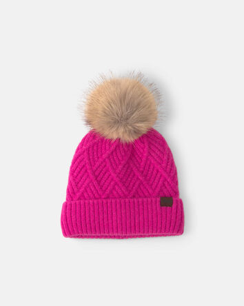 Tout-petit fille - Tuque &agrave; pompon Diamond Kombi - Rose, 