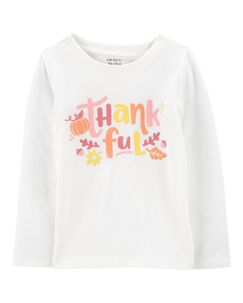 Kid Thankful Thanksgiving Long-Sleeve Graphic Tee, image 1 of 3 slides