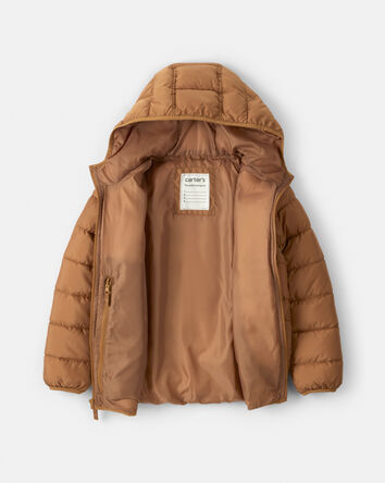 Boys Midweight Packable Puffer - Brown, 