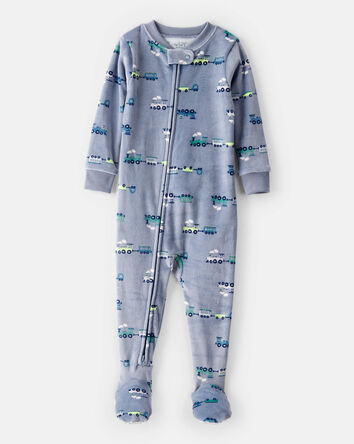 B&eacute;b&eacute; gar&ccedil;on - Pyjama 1 pi&egrave;ce &agrave; manches longues DreamPlush ajust&eacute; - Bleu/Gris, 