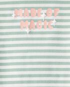 Baby Girl Made of Magic' Striped Long-Sleeve Top - Green, image 3 of 4 slides