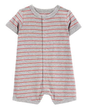 Baby Crab Striped Cotton Blend Short-Sleeve Romper, 