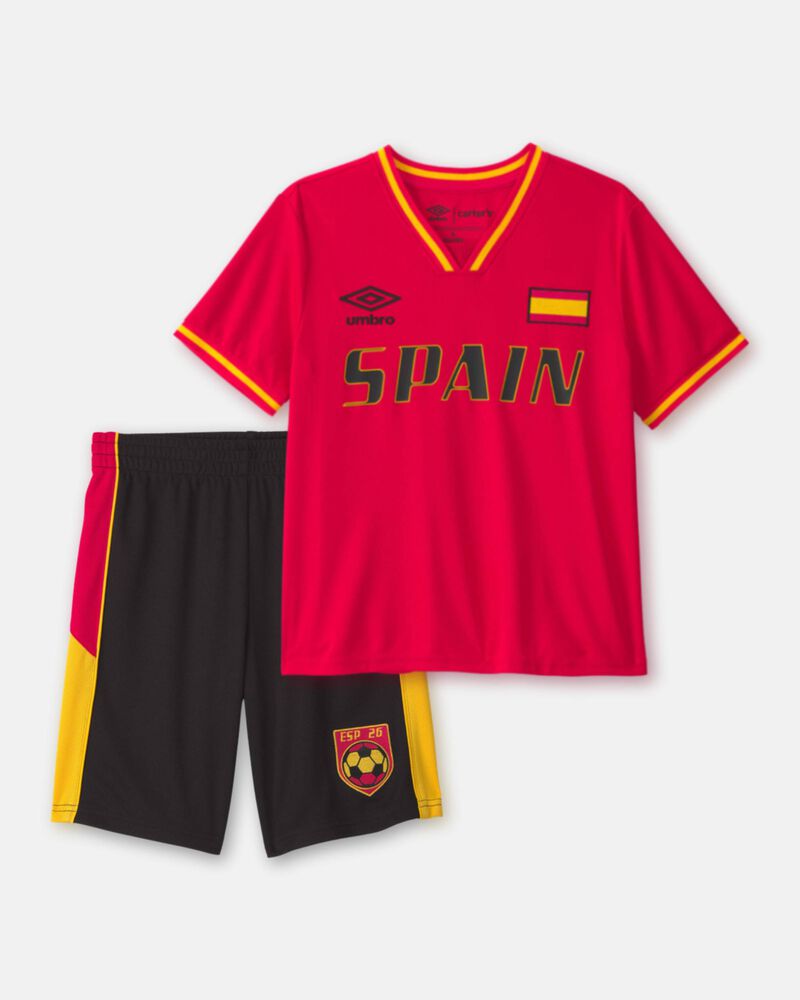 Ensemble 2 pi&egrave;ces chandail de soccer et short Umbro de l&rsquo;Espagne pour jeune - Rouge/Jaune/Noir, image 1 sur 10 diapositives