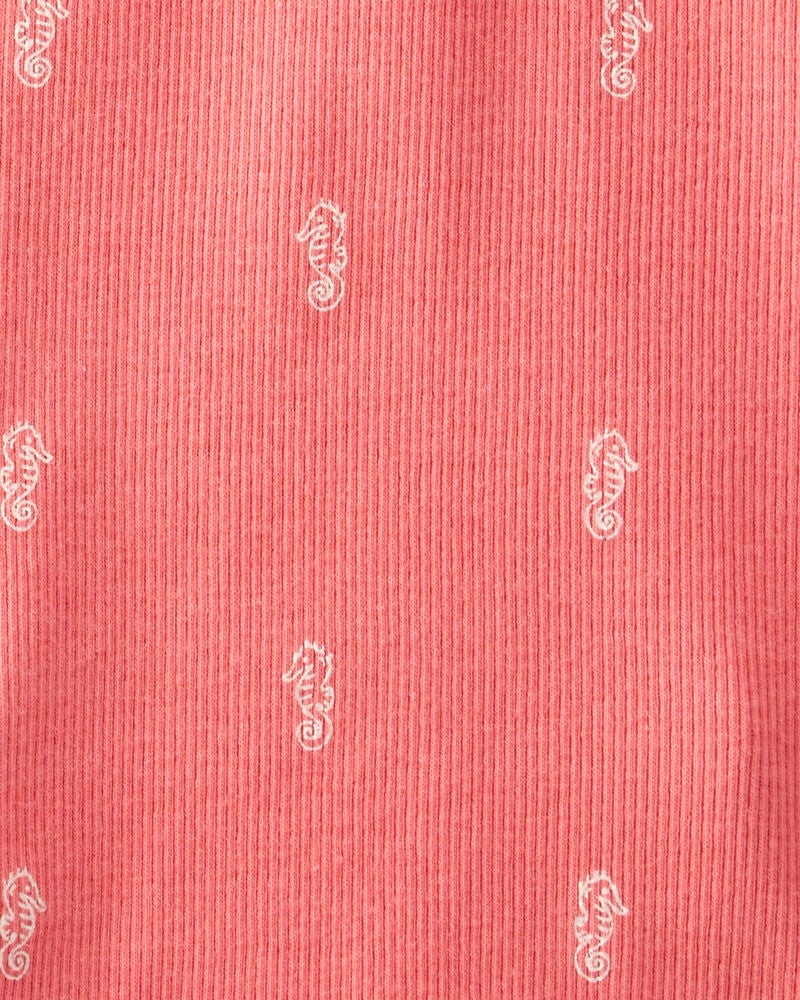 Toddler Organic Cotton Knit Seahorse-Print Romper, image 3 of 3 slides
