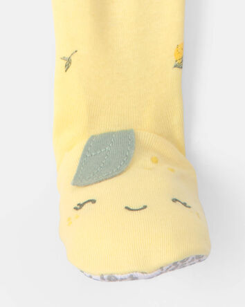 Toddler Lemon 100% Cotton Snug Fit 1-Piece Pyjama Set - Yellow, 