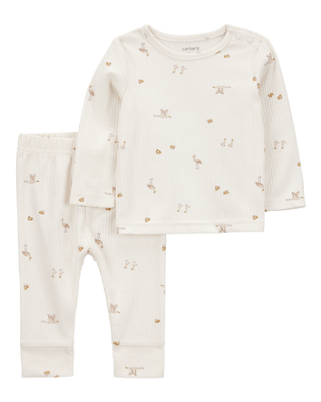 Baby 2-Piece Bird Print Long-Sleeve Tee & Pant Set, 