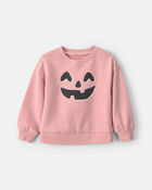 Toddler Girl Pumpkin Halloween French Terry Pullover Sweatshirt - Pink, image 1 of 3 slides