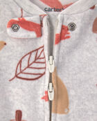 Baby Autumn Fleece 2-Way Zip Sleeper - Grey, image 3 of 5 slides