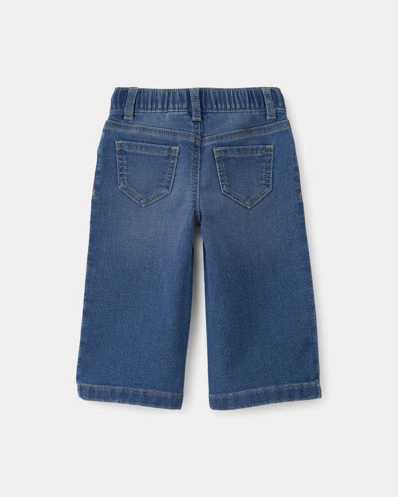 Baby Girl Drawstring Wide-Leg Jeans - Dark Wash, image 2 of 4 slides