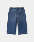 Baby Girl Drawstring Wide-Leg Jeans - Dark Wash, image 2 of 4 slides