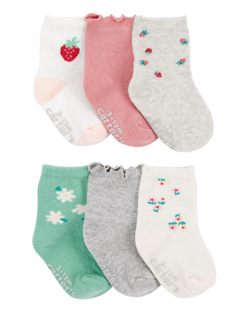 Baby 6-Pack Berry Flower Crew Socks, 