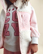 Toute-petite fille - Gilet en molleton teddy - Cr&egrave;me/Rose, image 4 sur 5 diapositives