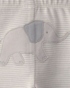 B&eacute;b&eacute; - Ensemble 3 pi&egrave;ces cache-couches et pantalon &agrave; motif d&rsquo;&eacute;l&eacute;phant &ndash; Gris/Ivoire, image 4 sur 4 diapositives