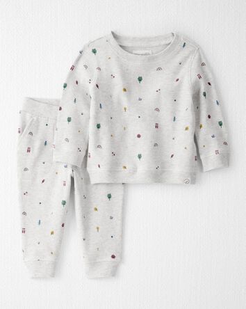 Baby Girl 2-Piece Organic Cotton Waffle Knit Set in Icon Print, 