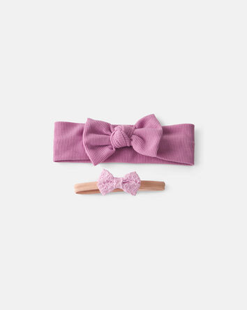 Baby Girl 2-Pack Bow Headbands - Pink, 