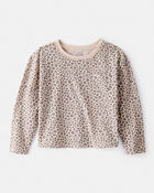 Girls Leopard Print Long-Sleeve Top - Brown, image 1 of 3 slides