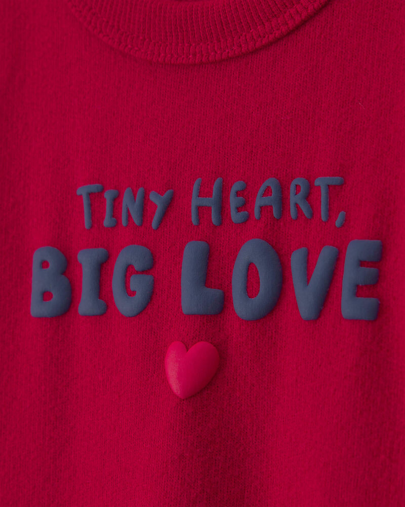 B&eacute;b&eacute; - Combinaison manches longues en jersey bouclette &laquo;Tiny Heart Big Love&raquo; pour la Saint-Valentin &ndash; Rouge, image 3 sur 4 diapositives