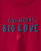 B&eacute;b&eacute; - Combinaison manches longues en jersey bouclette &laquo;Tiny Heart Big Love&raquo; pour la Saint-Valentin &ndash; Rouge, image 3 sur 4 diapositives