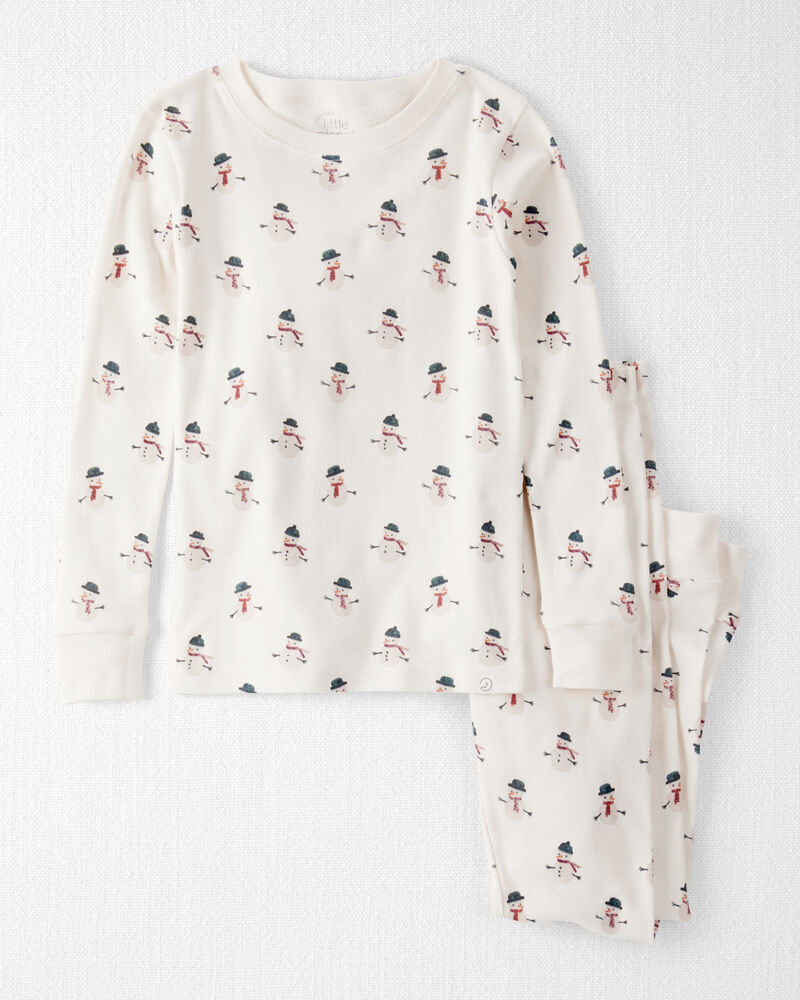 Kid Organic Cotton Snowman Print Pyjamas, image 1 of 4 slides