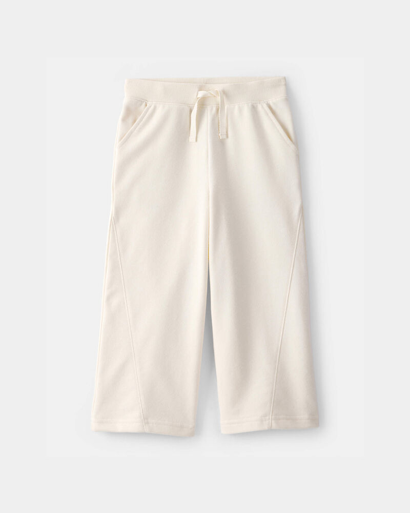 Toddler Girl French Terry Wide-Leg Active Pants - Ivory, image 1 of 4 slides