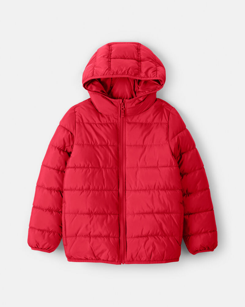 Boys Midweight Packable Puffer - Red, image 1 of 4 slides